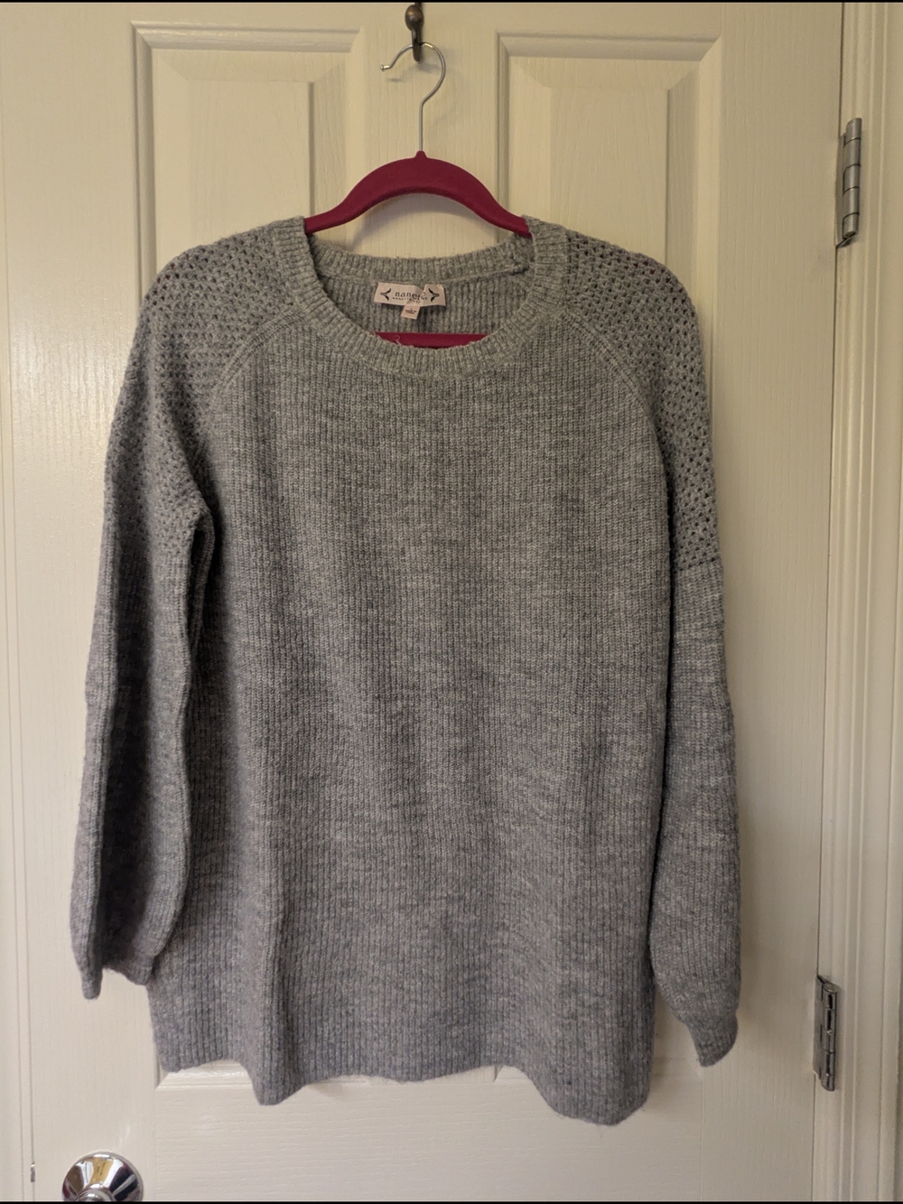 Nannette Lapore Gray Knit Sweater with Balloon Sleeves
